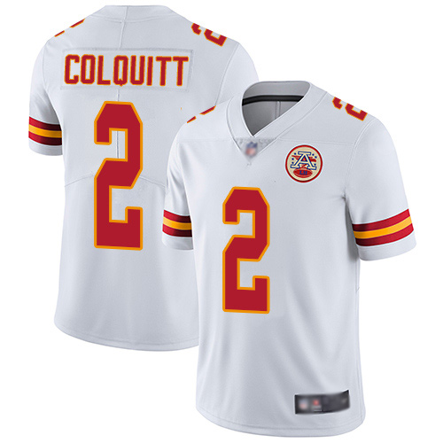 Youth Kansas City Chiefs #2 Colquitt Dustin White Vapor Untouchable Limited Player Football Nike NFL Jersey